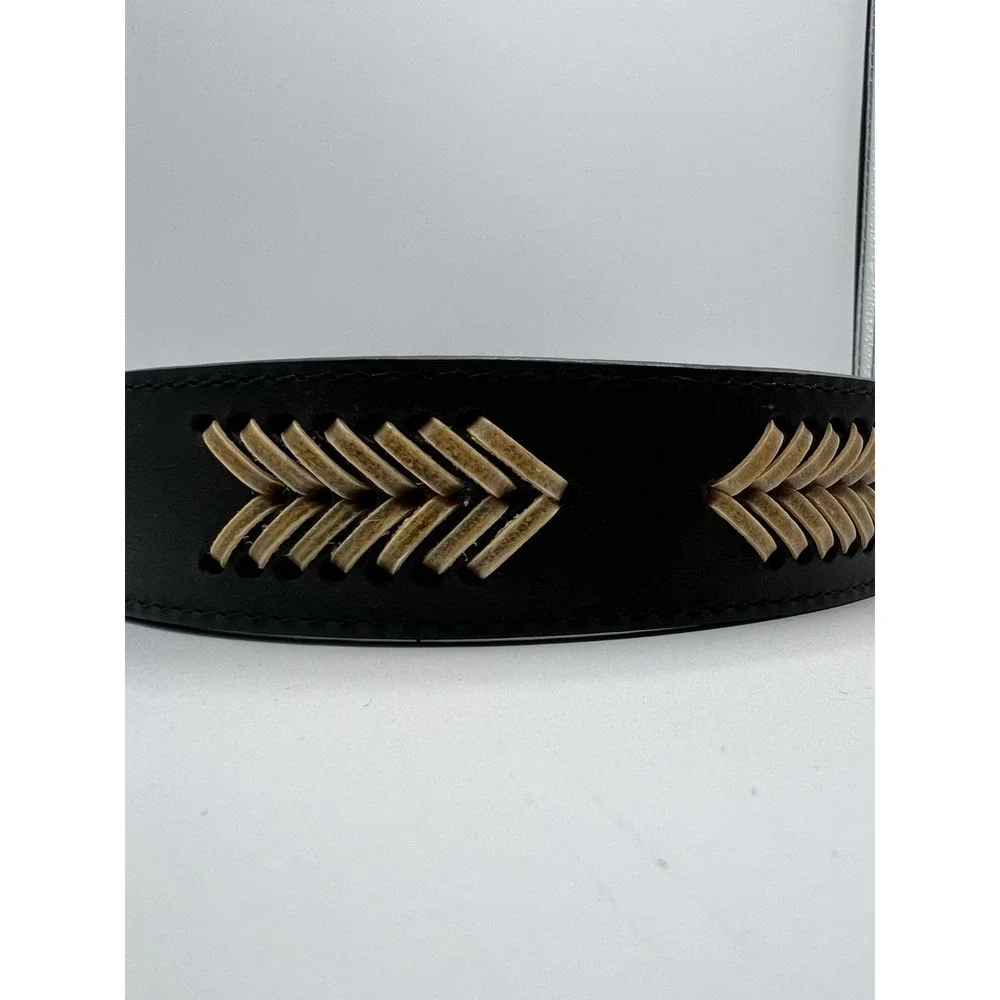 Brushy Creek Full‎ Grain Cowhide Leather Belt Black Size 44 Made In USA 4575